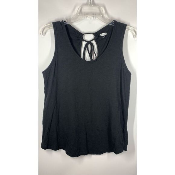 Old Navy Women's Solid Sleeveless Keyhole Tie Back Tank Top Black Size Medium - Picture 1 of 6